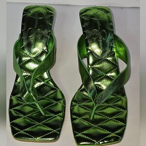 Bright Block Heel Metallic Green Jessica Simpson Sandals Heels Size 8M